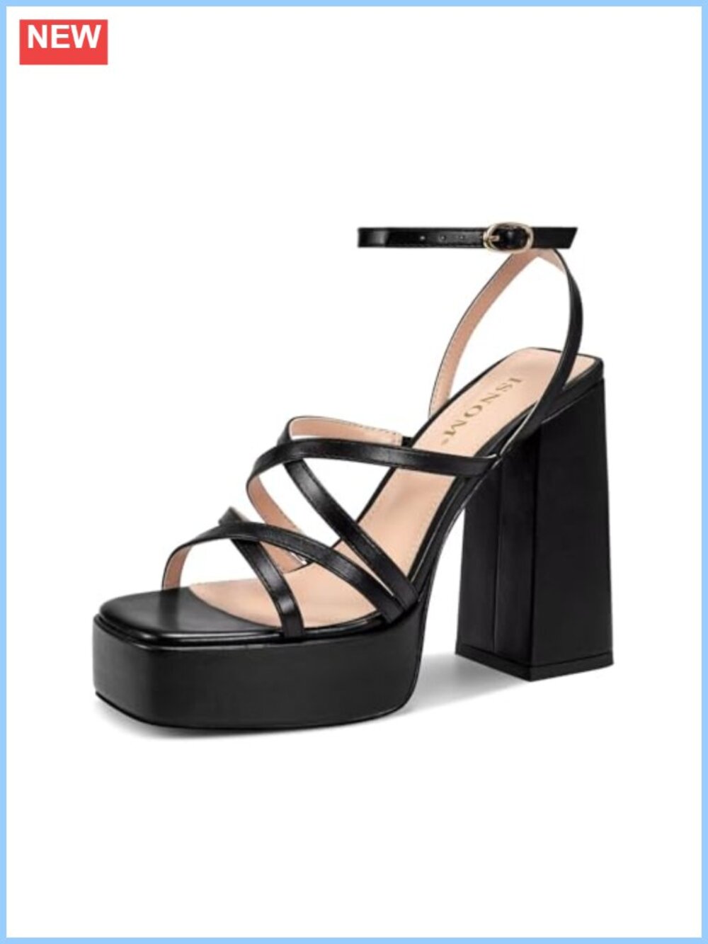 Platform Chunky Block Heel Sandals Square Toe Ankle Strap Dressy Heels